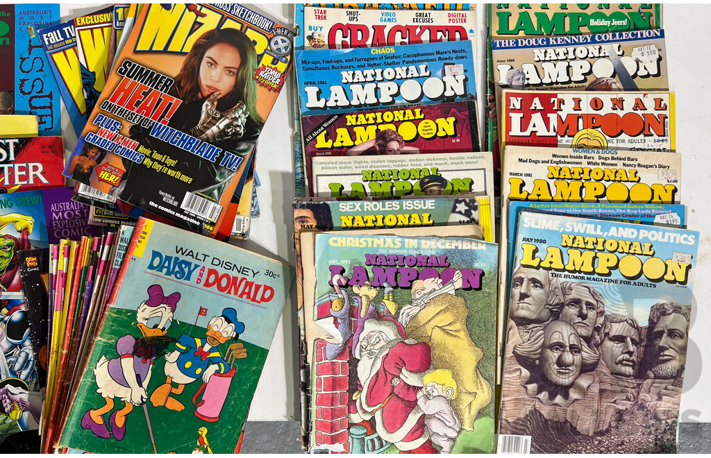 Collection Approx 65 Retro Comics and Magazines of Mixed Genres Including Three Heavy Metal Magazines, Heavy Metal Presents So Beautiful and so Dangerous, Disney Comics and More