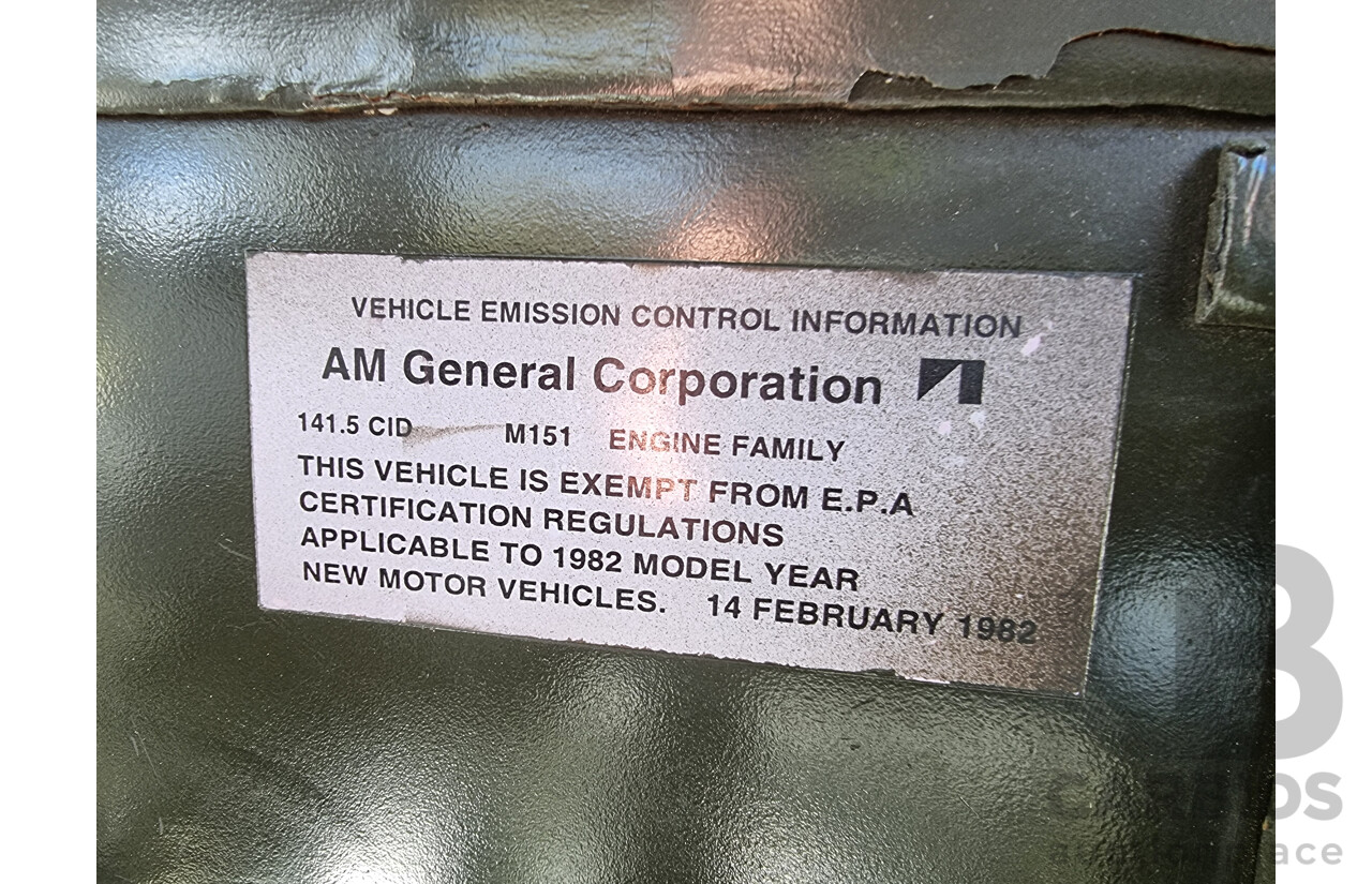 Ex-Vietnam War 1973 Ford 4x4 M151A2 Military Utility Tactical Truck (MUTT)
