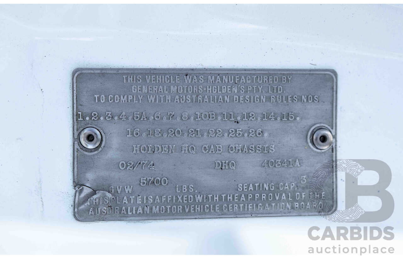2/1974 Holden HQ 1 Tonne Tray Back White 5.0L V8
