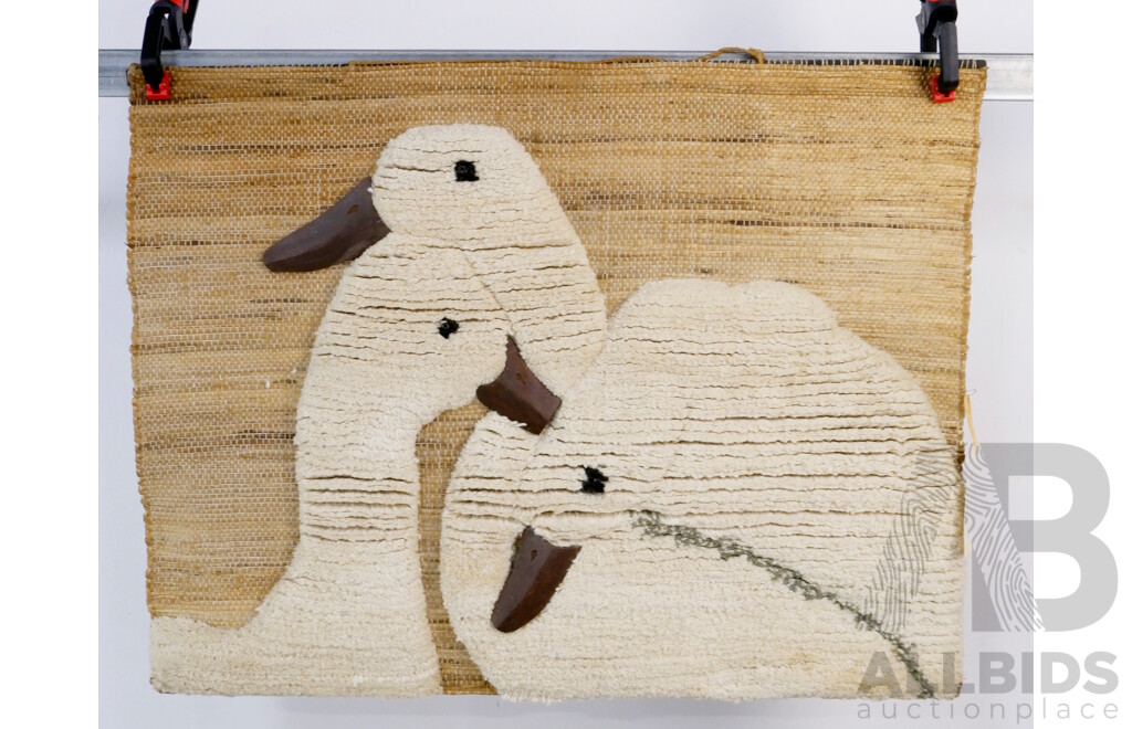 Retro Woven Wool, Wood and Jute Wall Hanging by Meher Australia, Made in India