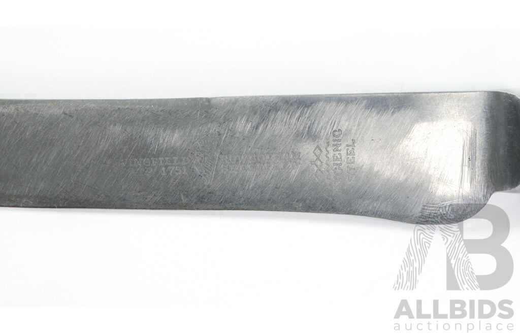Vintage Wade Wingfield Rowbotham Steel Carving Knife, Fork and Steel; with Faux Bone Handles