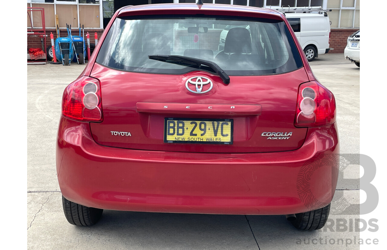 11/2007 Toyota Corolla Ascent ZRE152R 5d Hatchback Red 1.8L