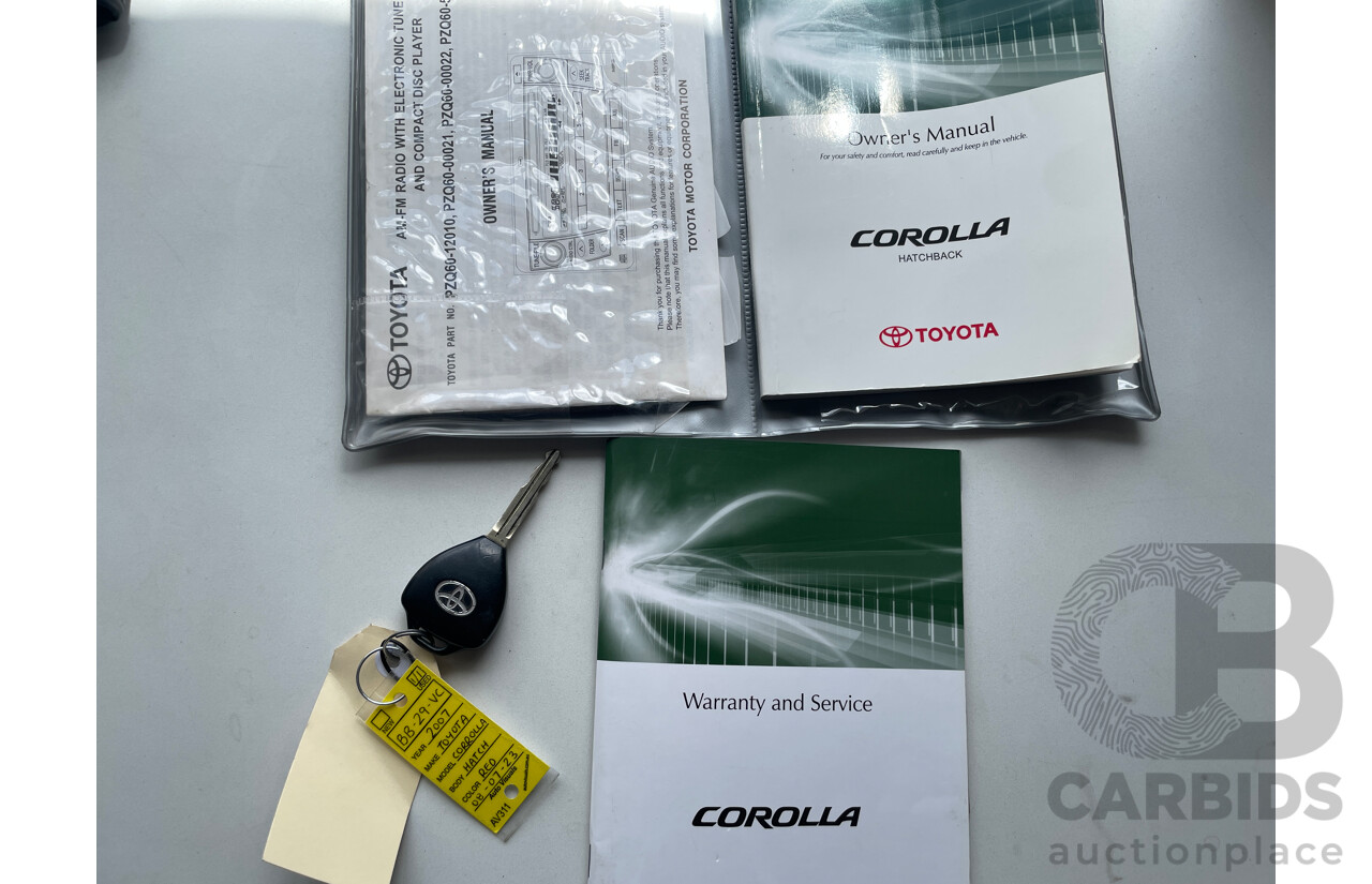 11/2007 Toyota Corolla Ascent ZRE152R 5d Hatchback Red 1.8L