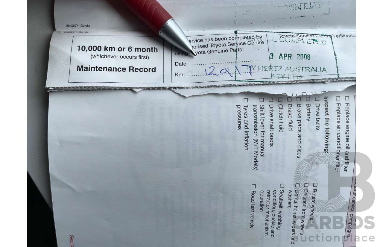 11/2007 Toyota Corolla Ascent ZRE152R 5d Hatchback Red 1.8L