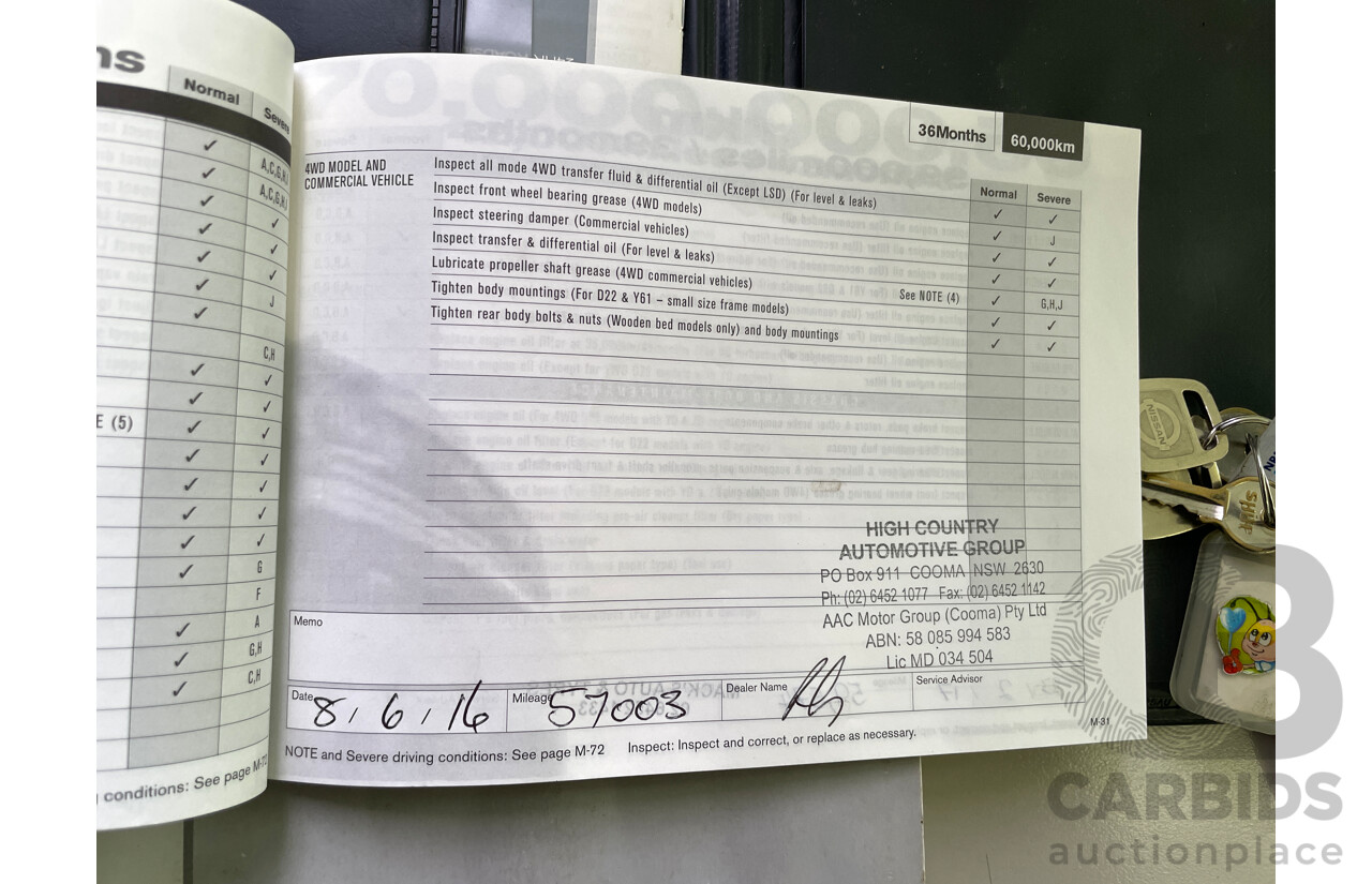 6/2004 Nissan Navara DX (4x2) D22 C/Chas White 2.4L