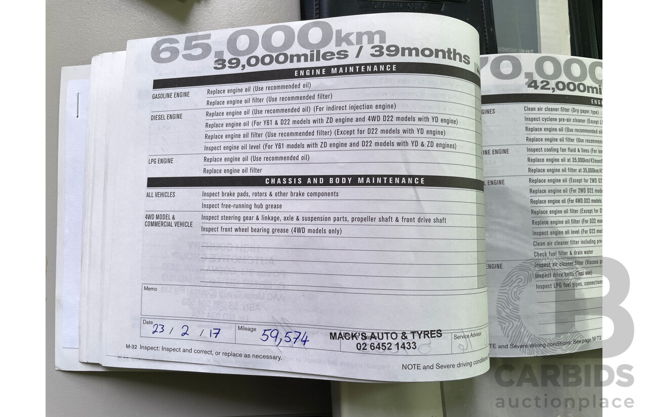 6/2004 Nissan Navara DX (4x2) D22 C/Chas White 2.4L