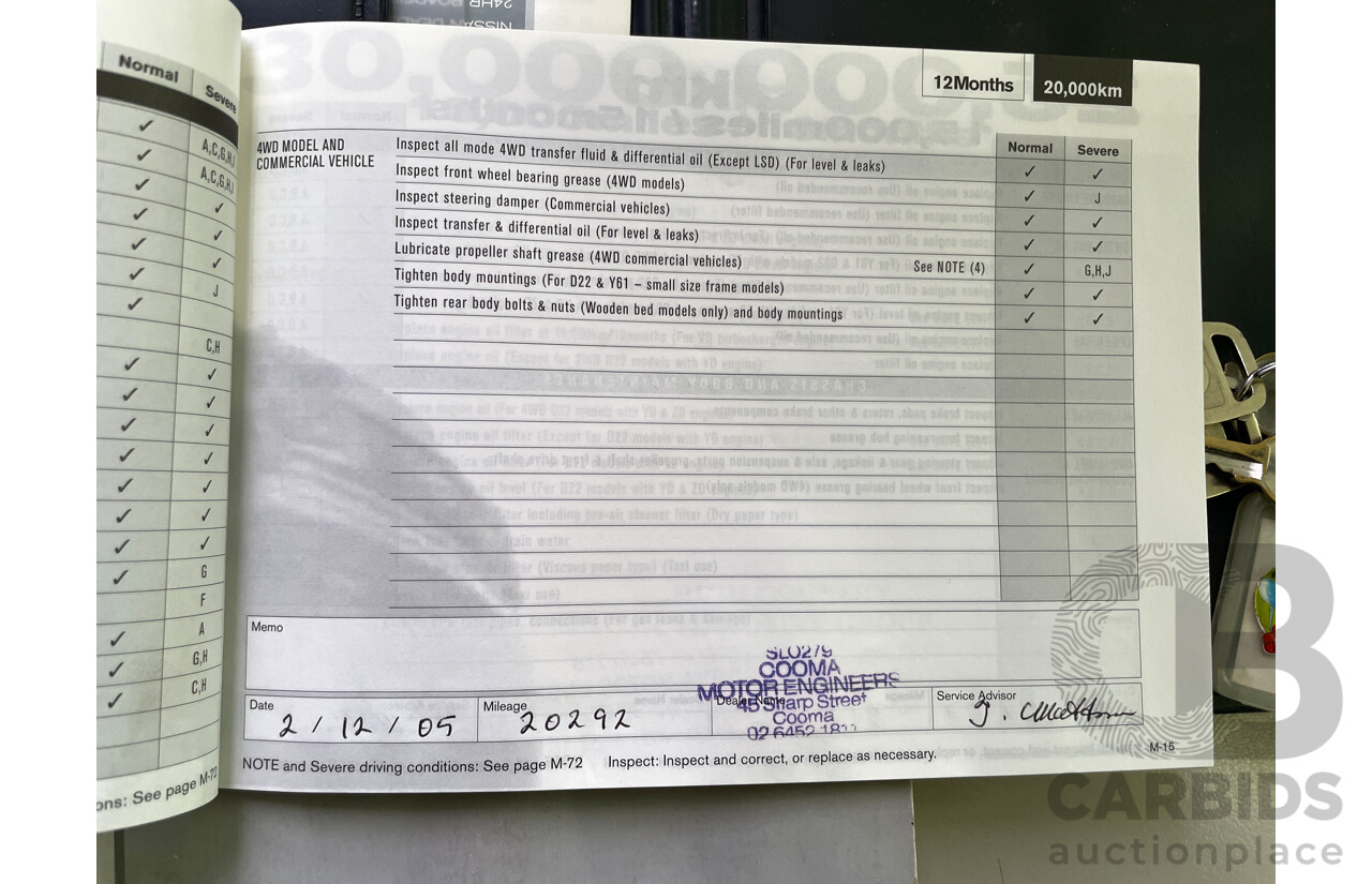 6/2004 Nissan Navara DX (4x2) D22 C/Chas White 2.4L