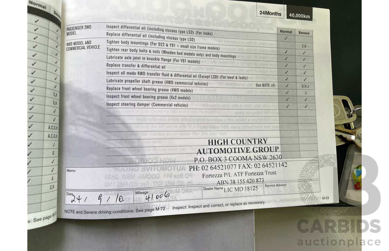 6/2004 Nissan Navara DX (4x2) D22 C/Chas White 2.4L