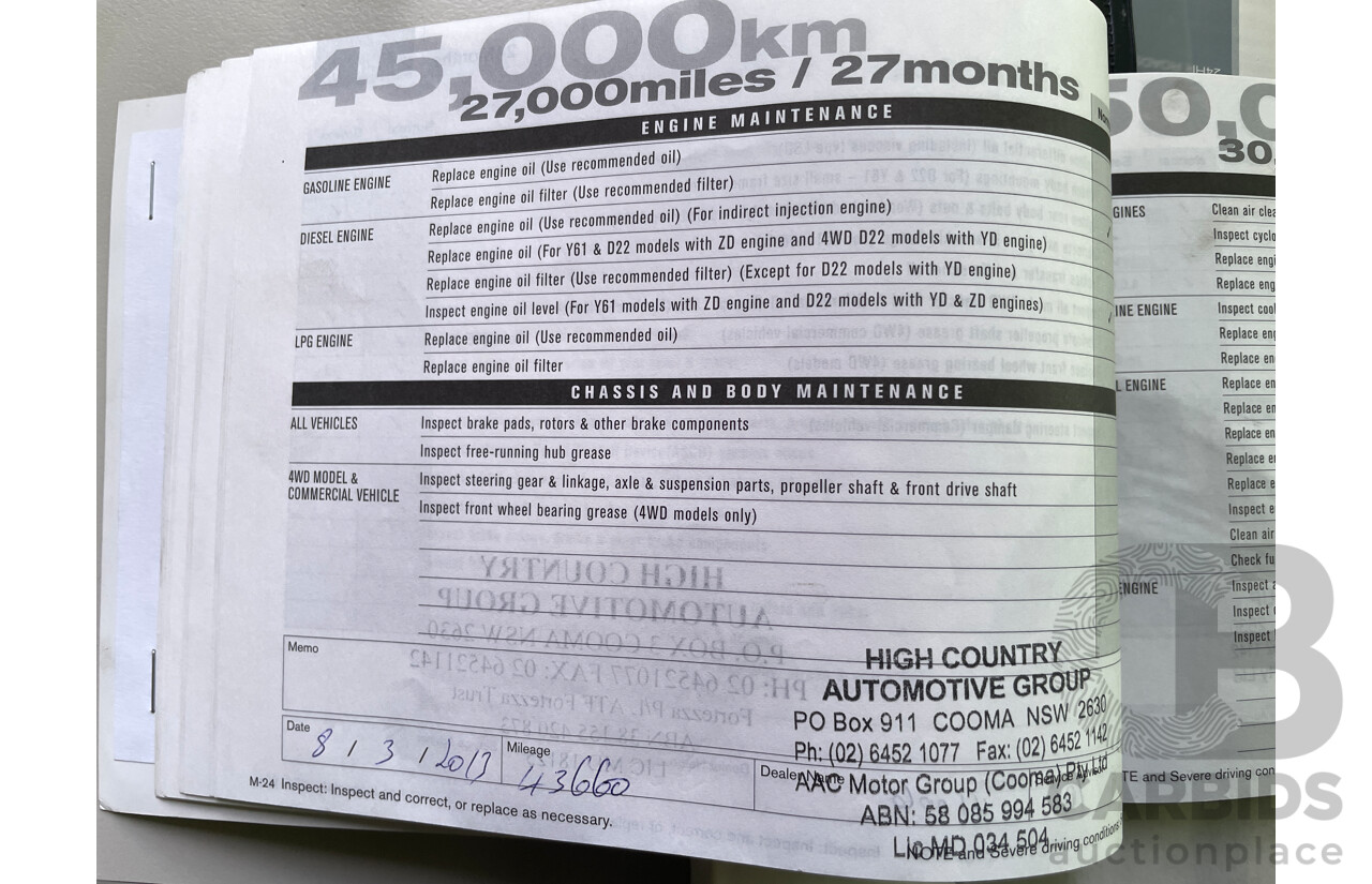 6/2004 Nissan Navara DX (4x2) D22 C/Chas White 2.4L