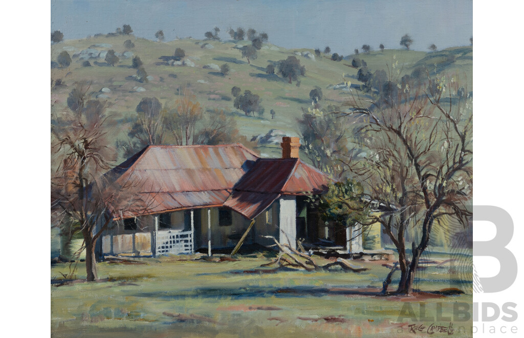 Reginald CAMPBELL (1923-2008), Rural Property with Distant Views, Oil on Canvas on Board, 39.5x49.5cm