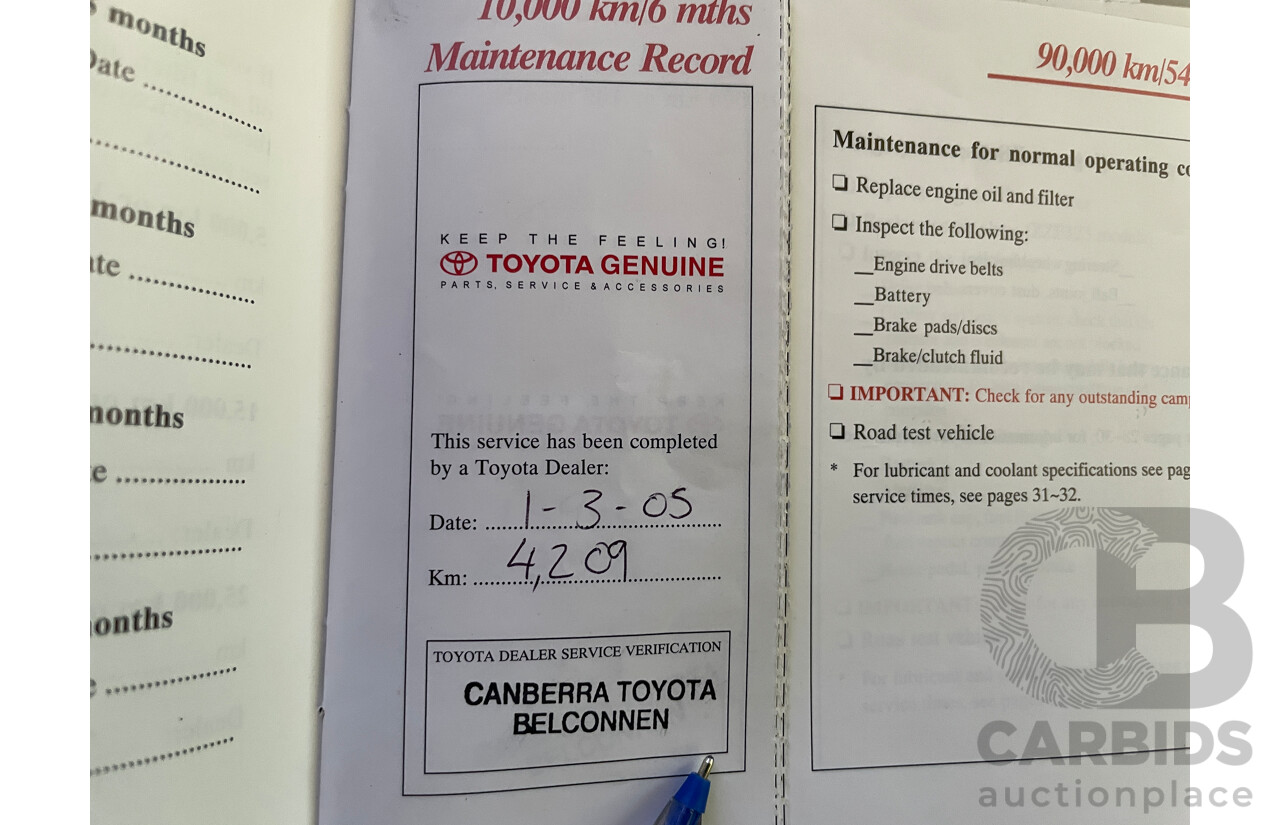 1/2004 Toyota Corolla Ascent ZZE122R 4d Sedan Silver 1.8L