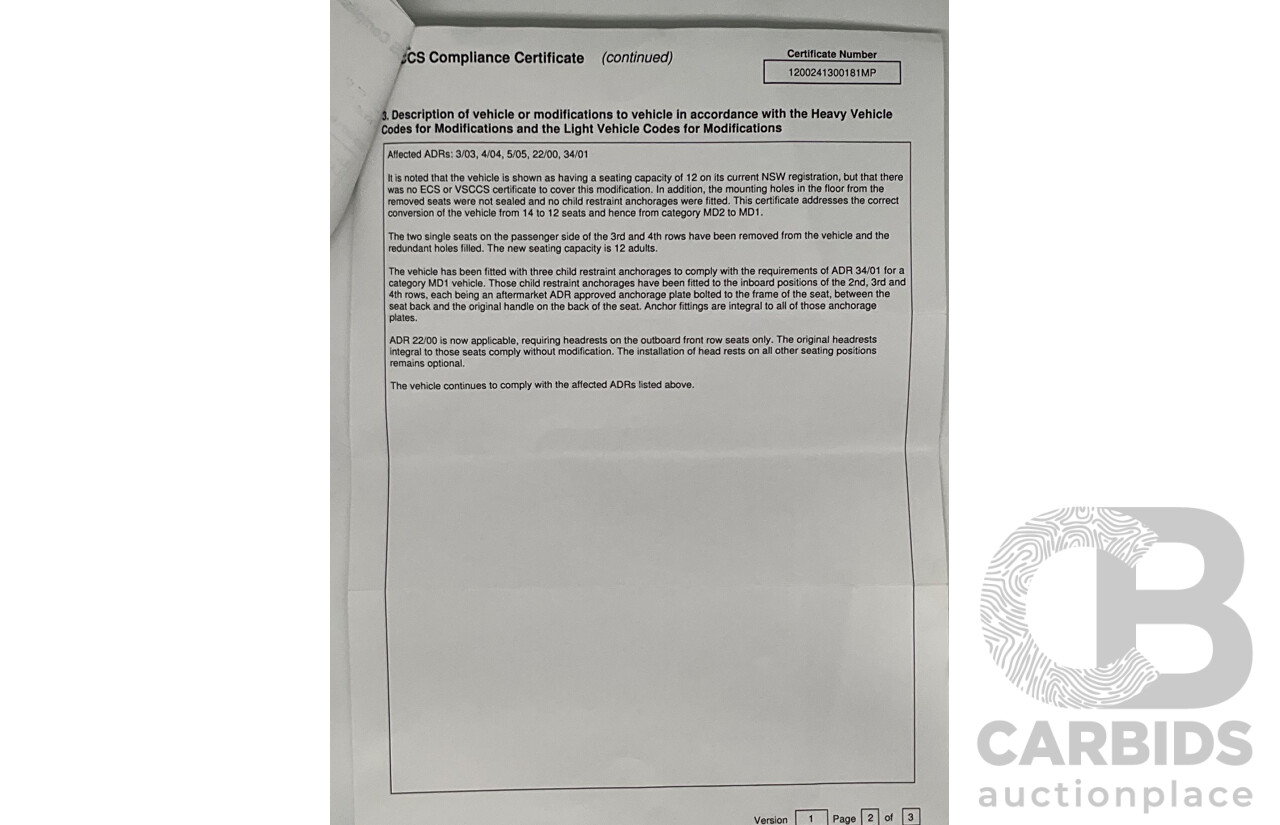 4/2007 Toyota Hiace Commuter KDH223R MY07 Bus White 3.0L Turbo Diesel - 12 Seater