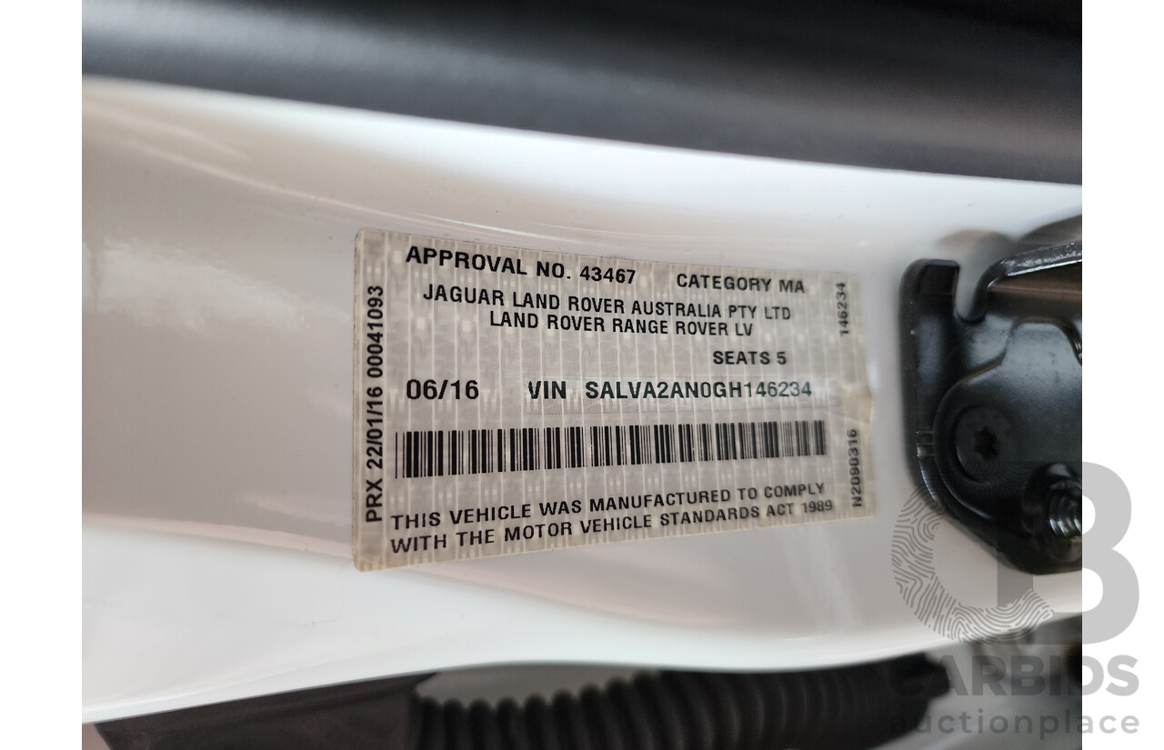 6/2016 Range Rover Evoque TD4 150 SE LV MY16.5 5d Wagon White 2.0L Turbo Diesel