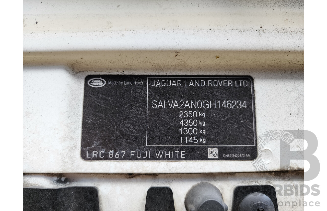 6/2016 Range Rover Evoque TD4 150 SE LV MY16.5 5d Wagon White 2.0L Turbo Diesel