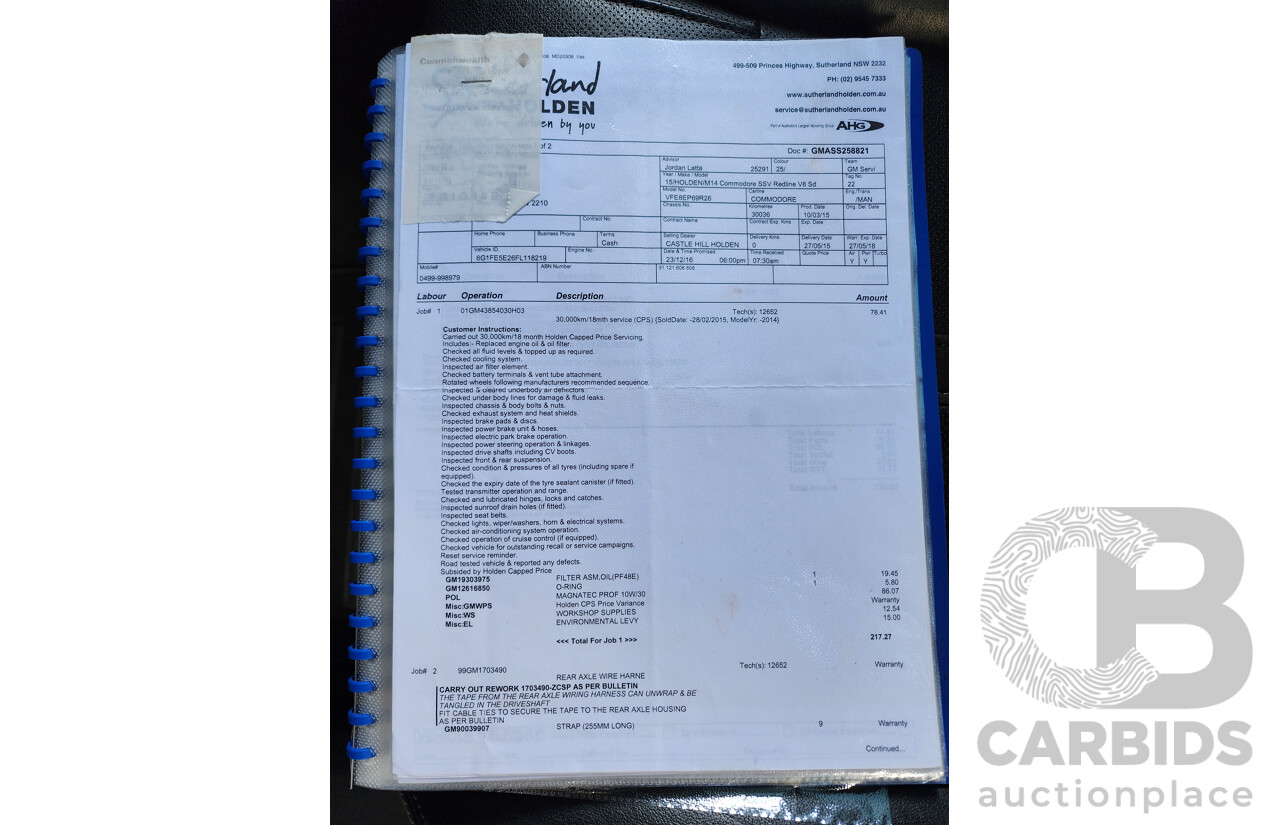 3/2015 Holden Commodore SS-V Redline VF MY15 4d Sedan Silver 6.0L V8