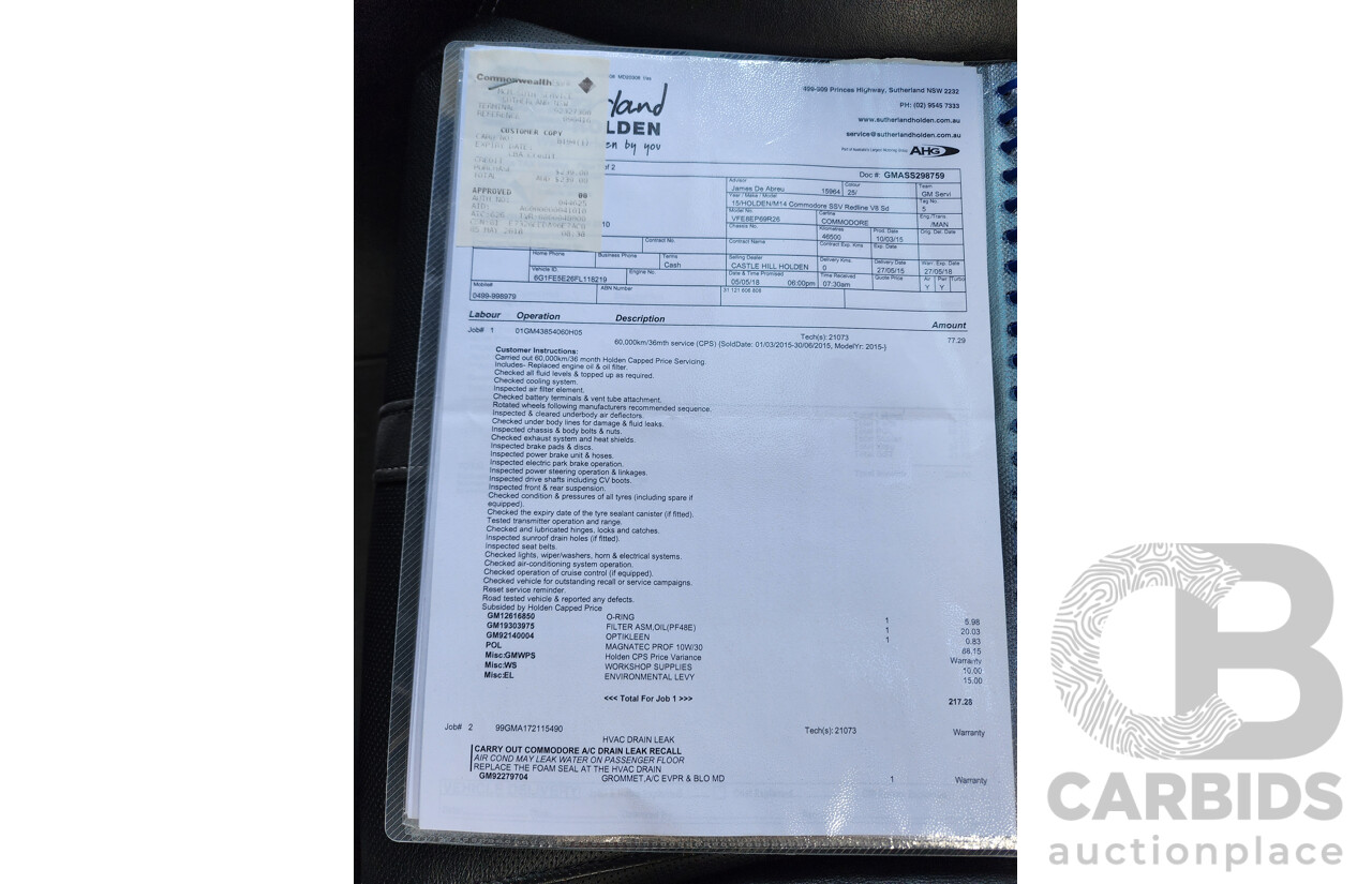 3/2015 Holden Commodore SS-V Redline VF MY15 4d Sedan Silver 6.0L V8