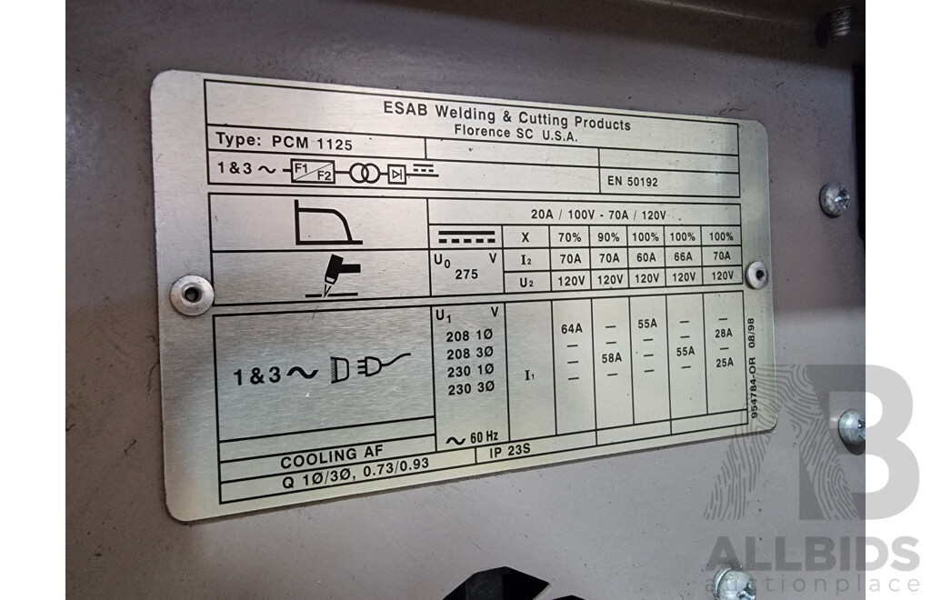 ESAB PCM-1125 Plasma Cutter