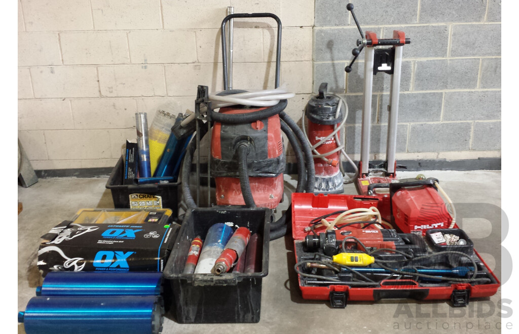 Hilti DD 130 Wet and Dry Core Drill With Hilti Accessories and Core Drills