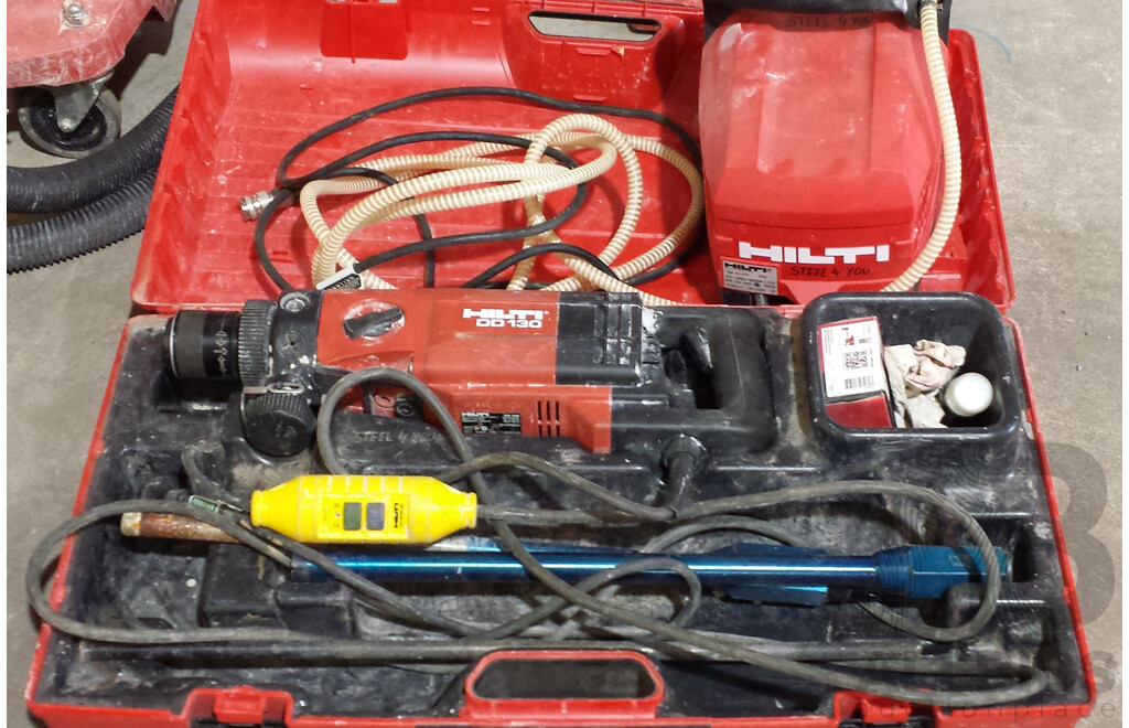 Hilti DD 130 Wet and Dry Core Drill With Hilti Accessories and Core Drills