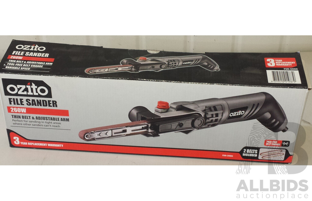 Ozito Electric File Sander and Selection of Various Sanding Belts