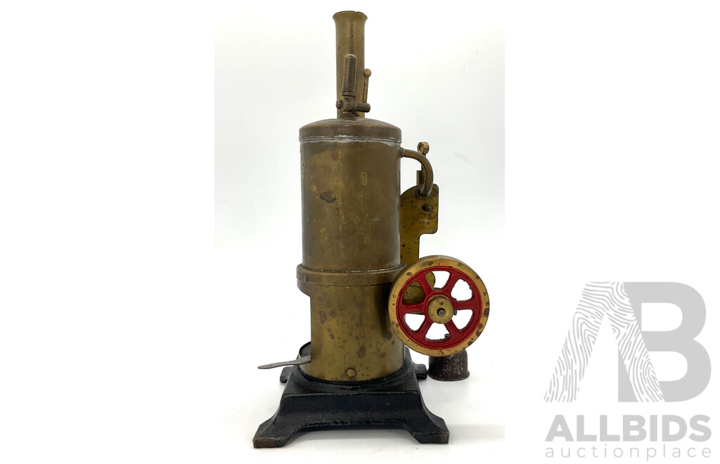 Vintage Renown Brass and Cast Iron Base Steam Engine Vertical Boiler, Made in Sydney With Burner Tray and Instructions