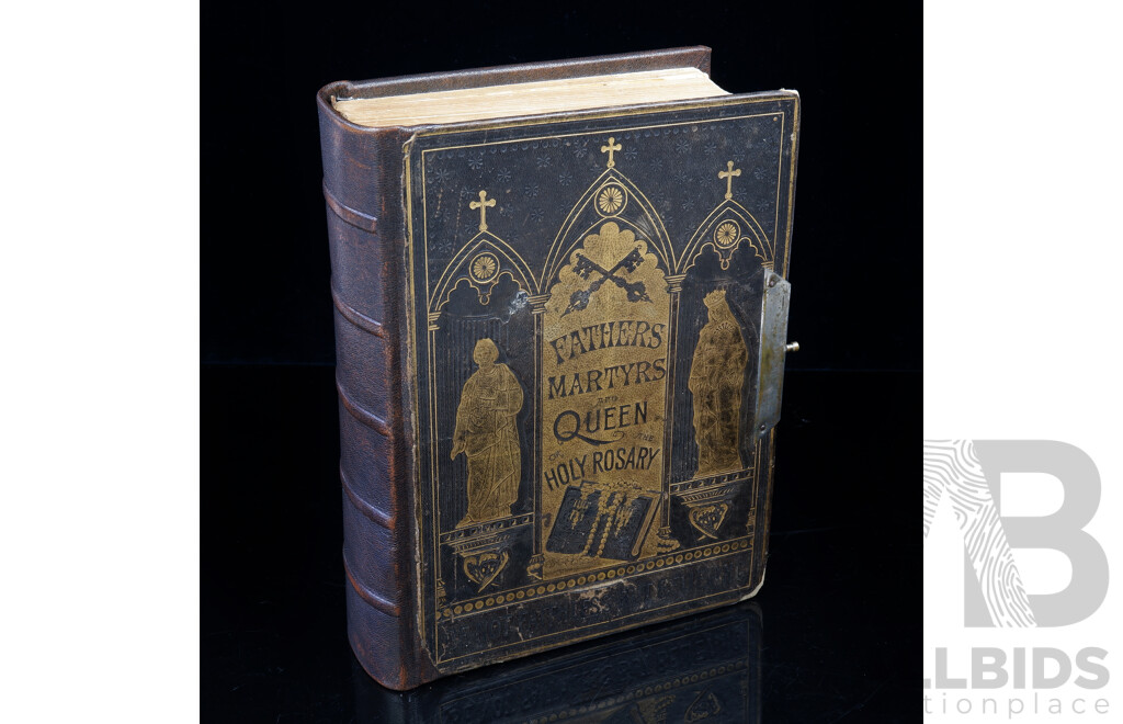 Antique Fathers Martyrs and Queen of the Holy Rosary, 1886, Leather Bound Hardcover with Tooled Gilt Detail