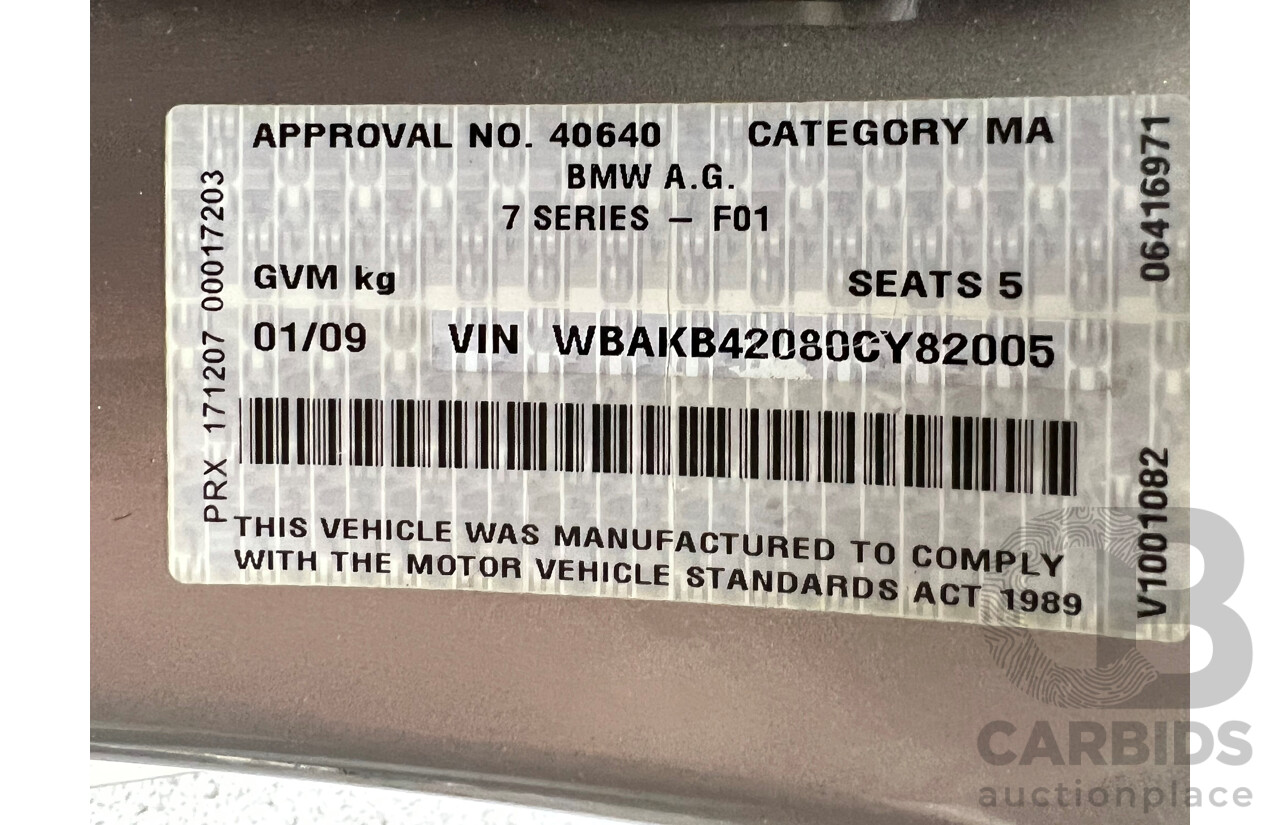 1/2009 BMW 740Li F01 4d Sedan Silver 3.0L Turbo