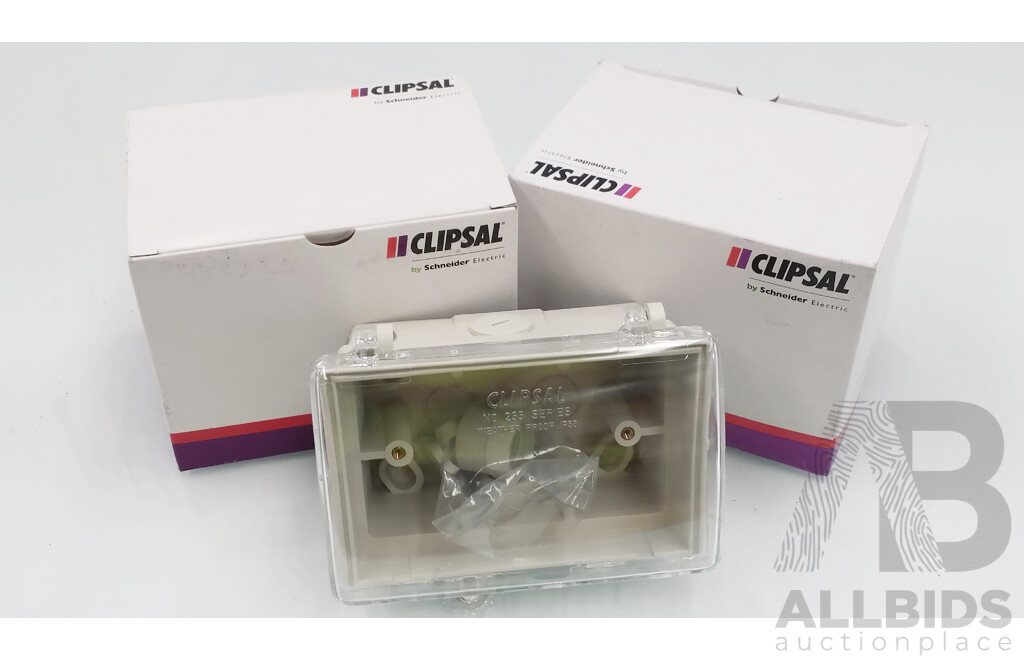 Clipsal 255 Weatherproof Box With Lockable Clear Lid - Lot of 40 - New - RRP $1200.00