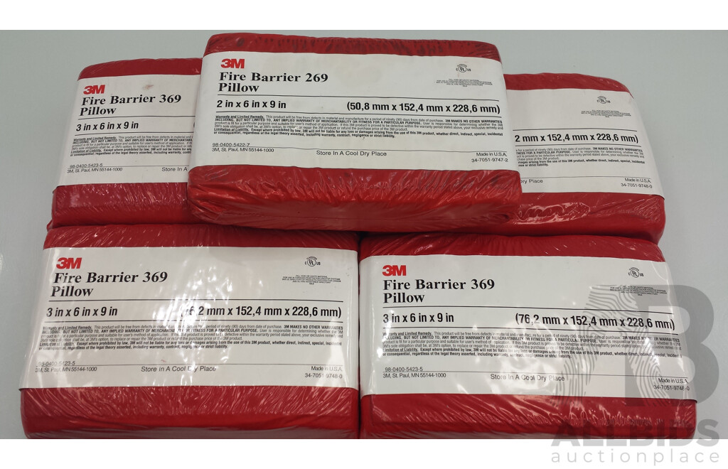 3m Fire Barrier 369 Pillows - Lot of Five - Brand New - RRP $180.00
