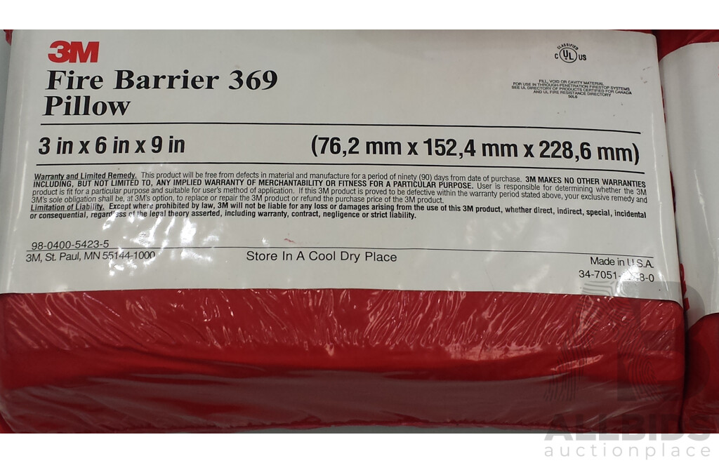 3m Fire Barrier 369 Pillows - Lot of Five - Brand New - RRP $180.00