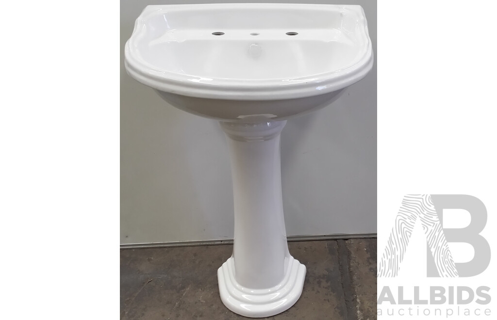 Caroma Vitreous China Vintage Style Hand Basin With Stand - New