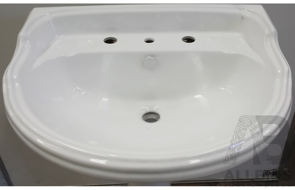 Caroma Vitreous China Vintage Style Hand Basin With Stand - New