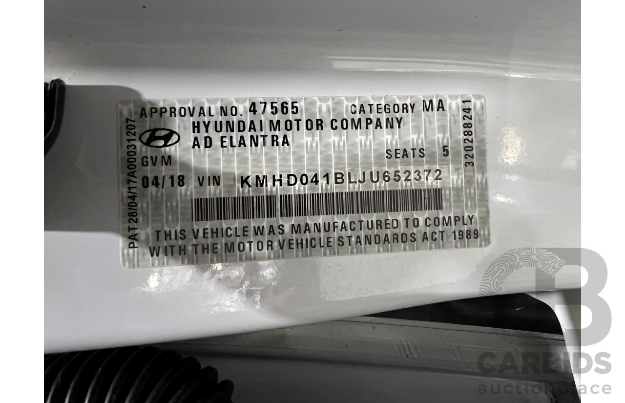 4/2018 Hyundai Elantra SR MY18 4d Sedan White 1.6L Turbo