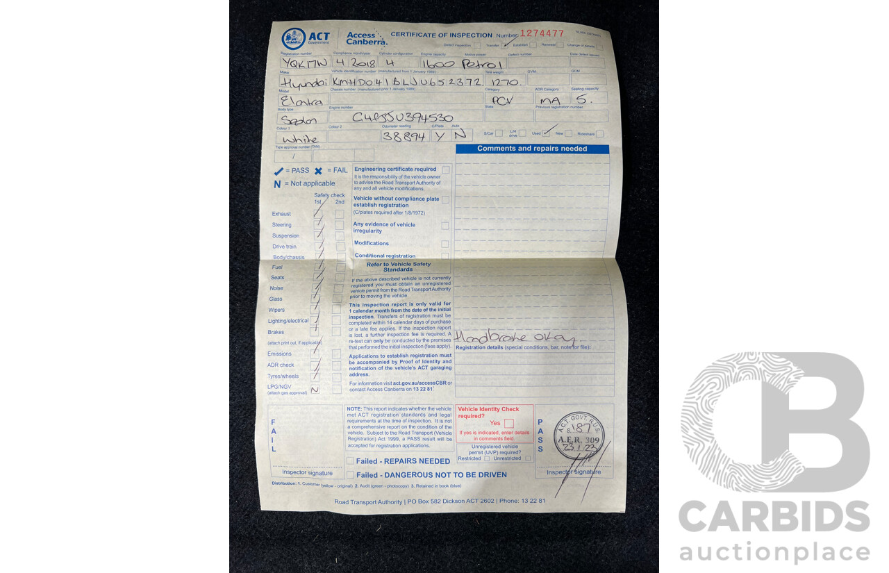 4/2018 Hyundai Elantra SR MY18 4d Sedan White 1.6L Turbo