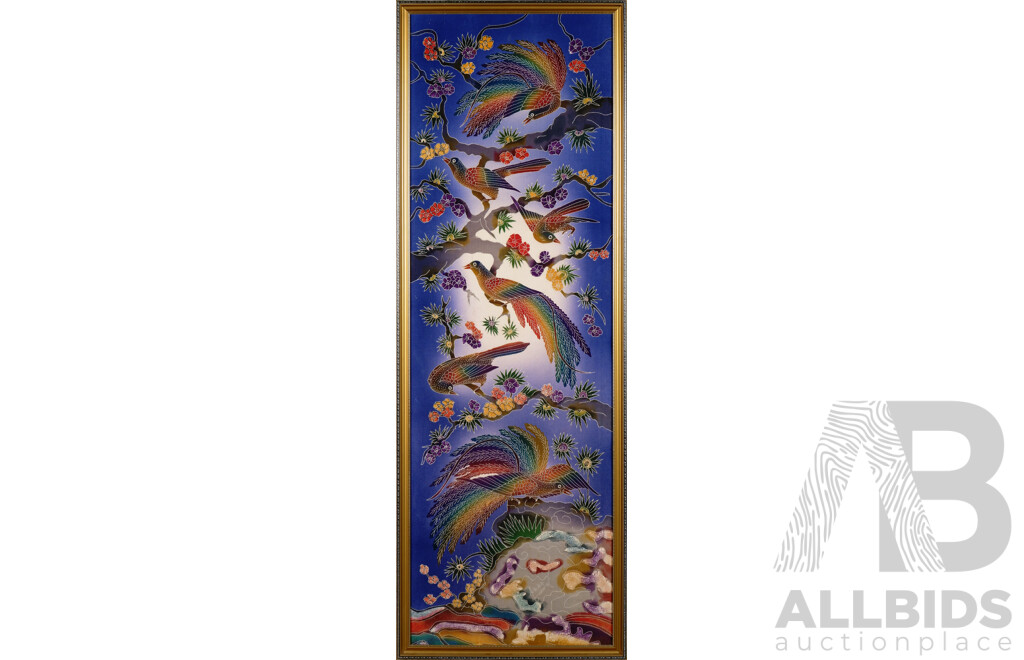 Framed Indonesian Batik, 146 x 51 cm (frame)
