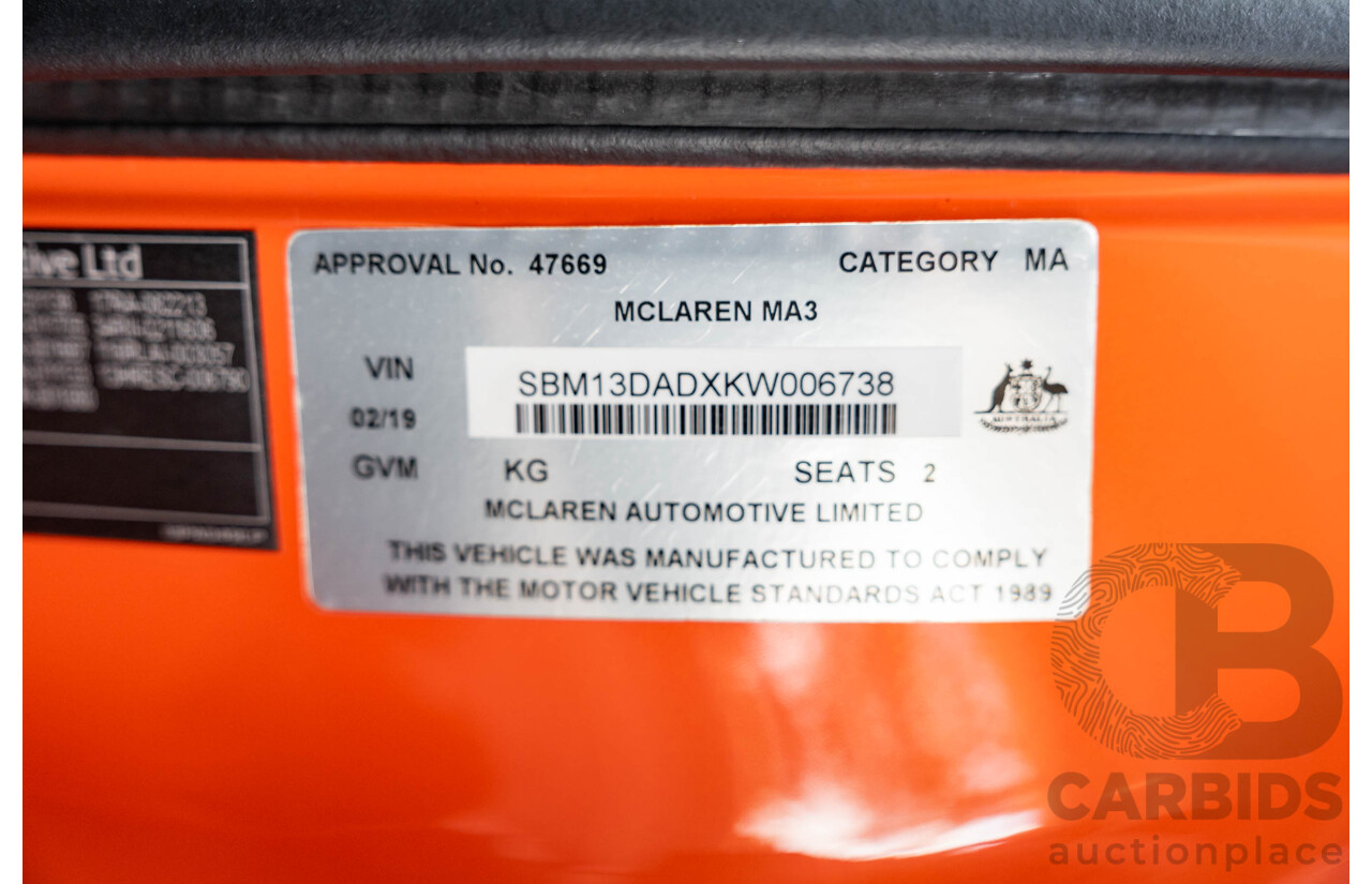 2/2019 McLaren 570S 2d Coupe Ventura Orange 3.8L Twin Turbo V8