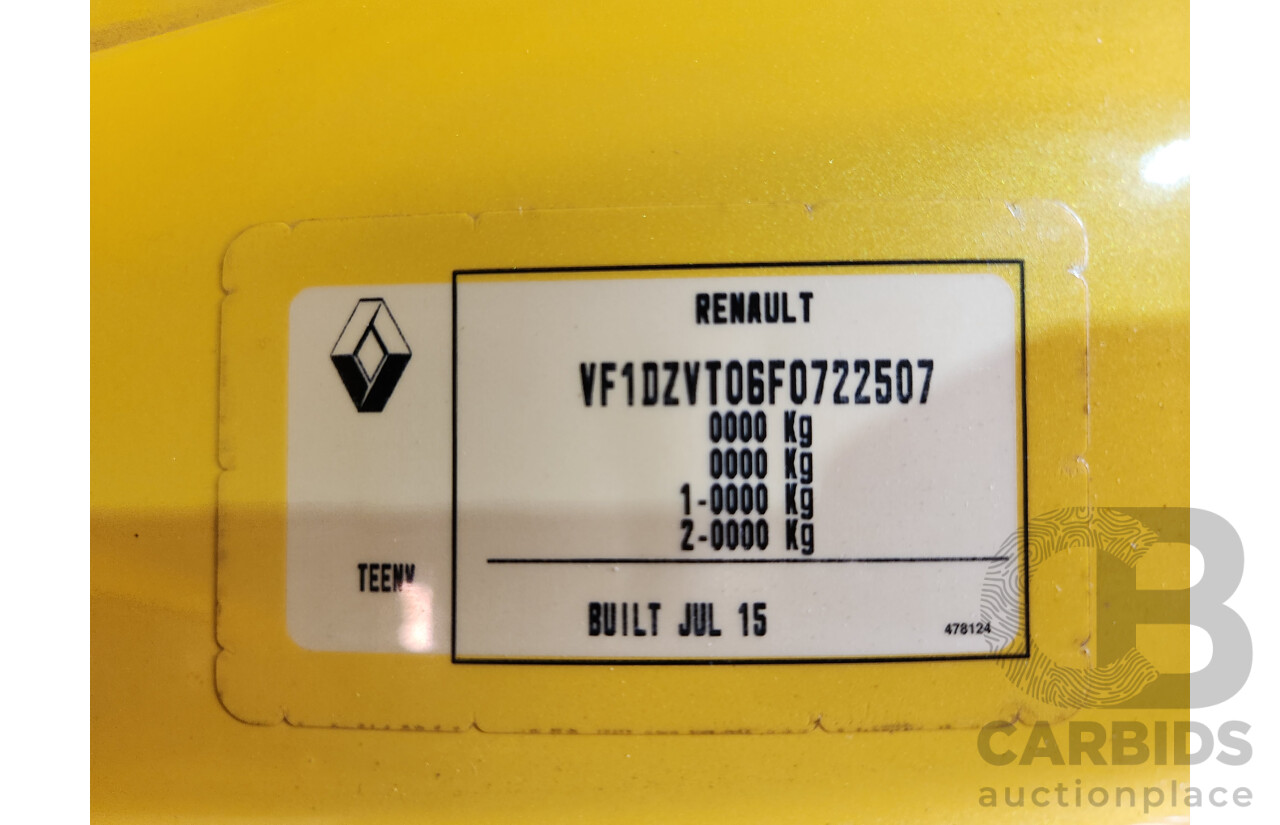 2/2016 Renault Megane RS 275 CUP Premium X95 MY15 3d Hatchback Liquid Yellow Metallic 2.0L Turbo