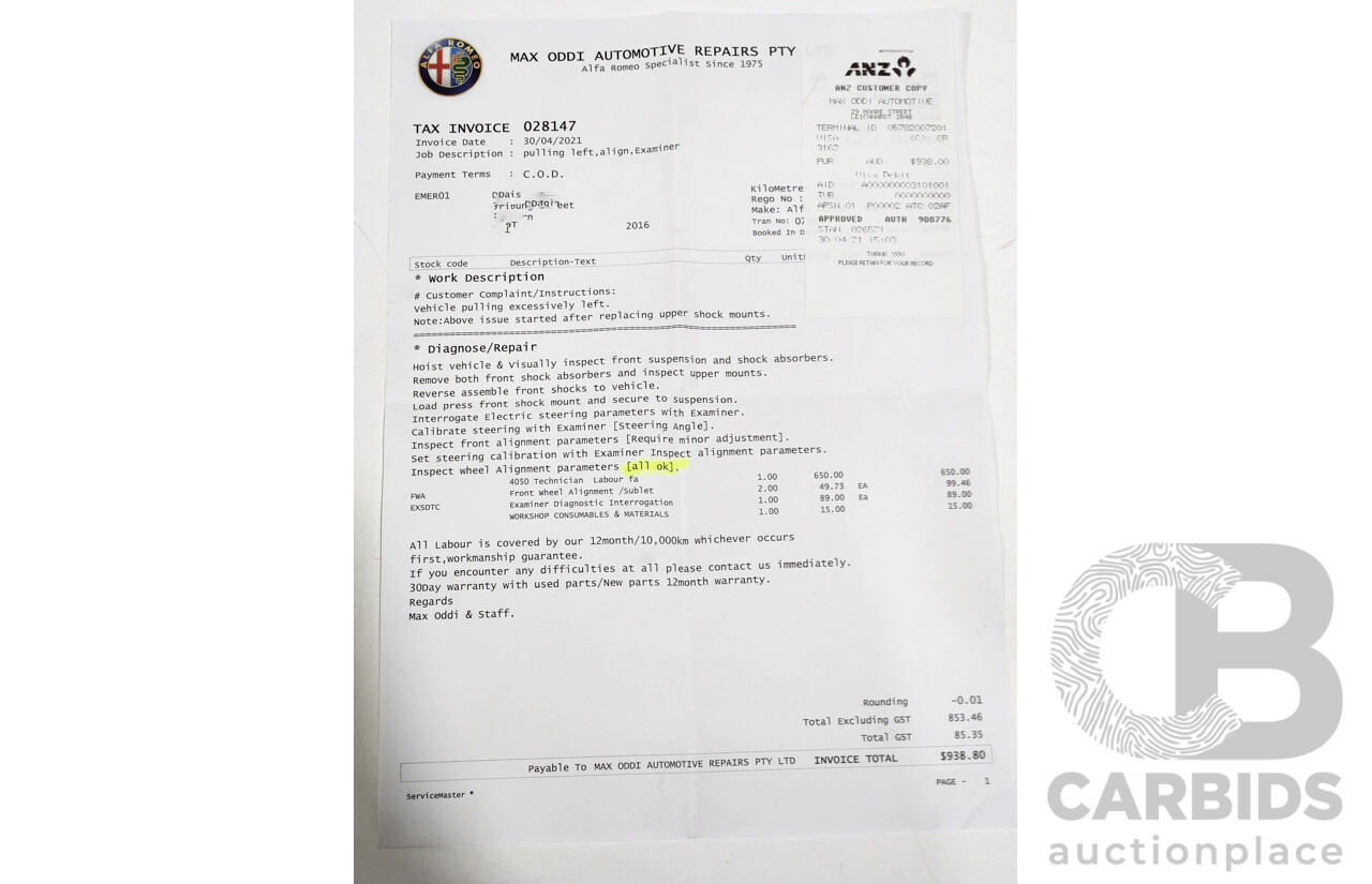 7/2013 Alfa Romeo Mito Progression  3d Hatchback Red 1.4L