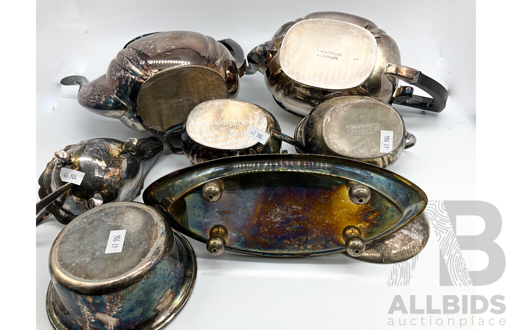 Seven Vintage Silver Plate Tea and Coffee Jugs, Toast Rack and Others One by Phoenix Plate, Australia