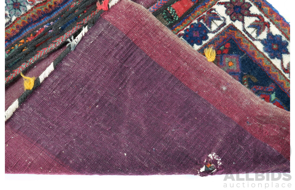 Vintage Hand Knotted Persian Jaff Kurd Wool Saddle Bags with Traditional Design