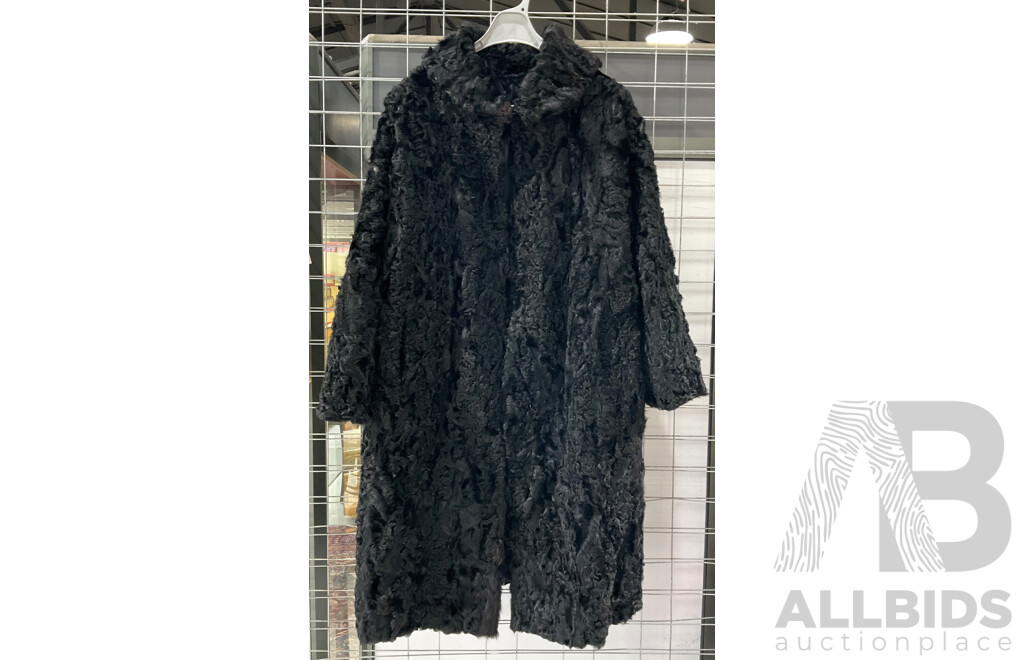 Vintage Lambs Wool Askatran Karakul Three Quarter Length Coat by Haus Der Pelze