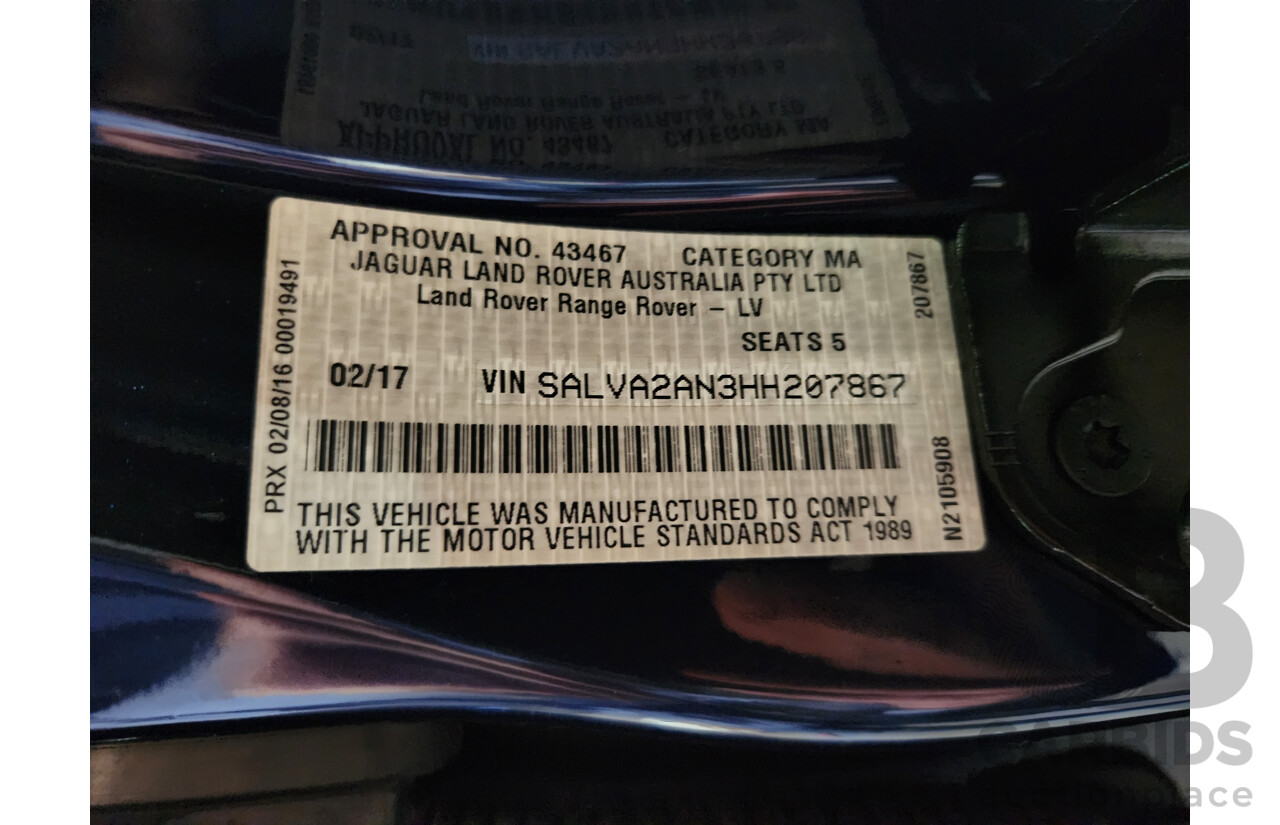 2/2017 Range Rover Evoque TD4 180 SE LV MY16 5d Wagon Blue 2.0L Turbo Diesel