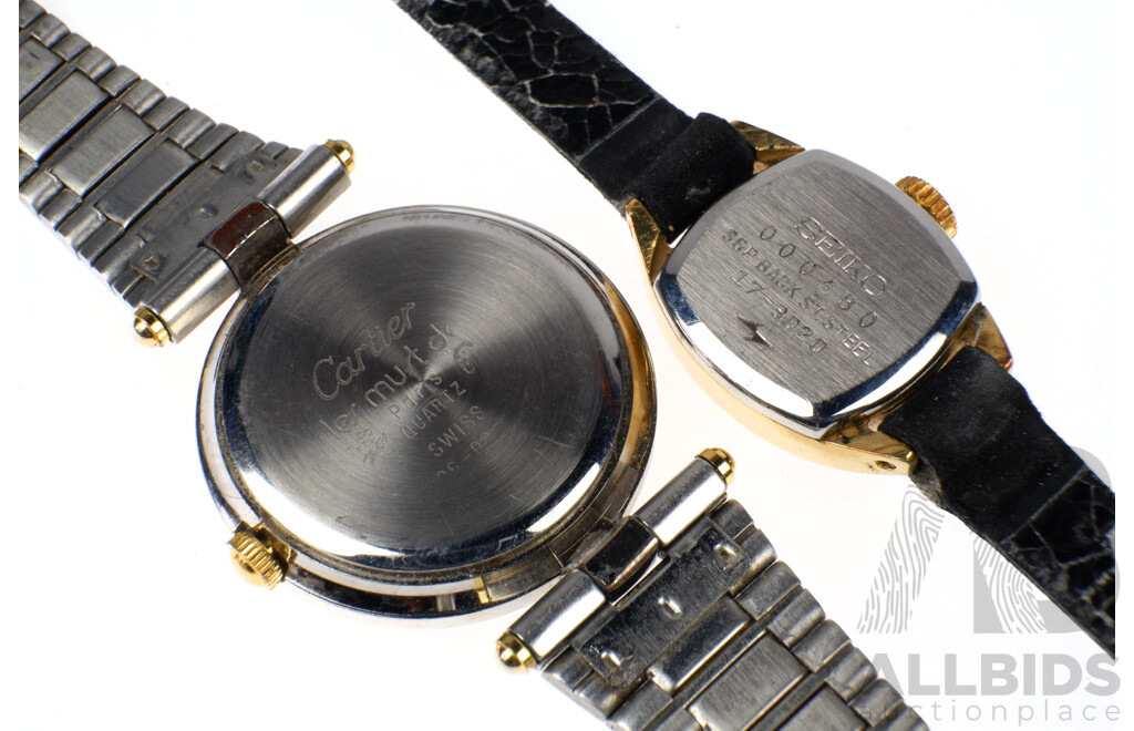 Pulsar Water Resistant 10 Bar W861-X006 Watch, Cartier Quartz Watch, Eternal Love Quartz Watch and Vintage Ladies Seiko