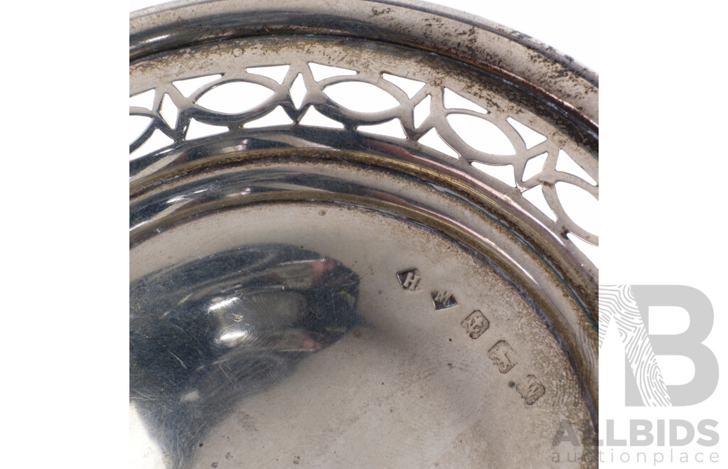 Vintage Sterling Silver Footed Dish with Pierced Sides, Birmingham, 1921