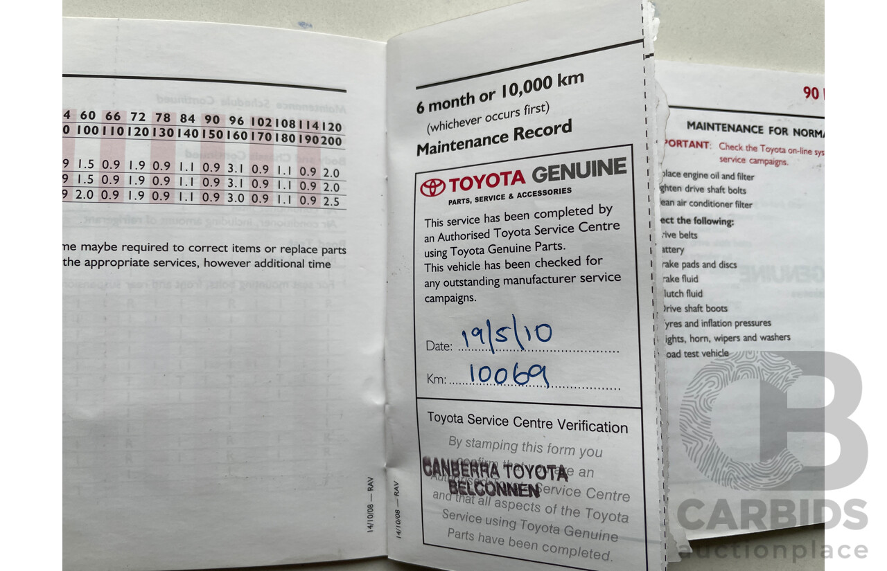 11/2009 Toyota Rav4 CV (4x4) ACA33R 08 UPGRADE 4d Wagon Bronze 2.4L