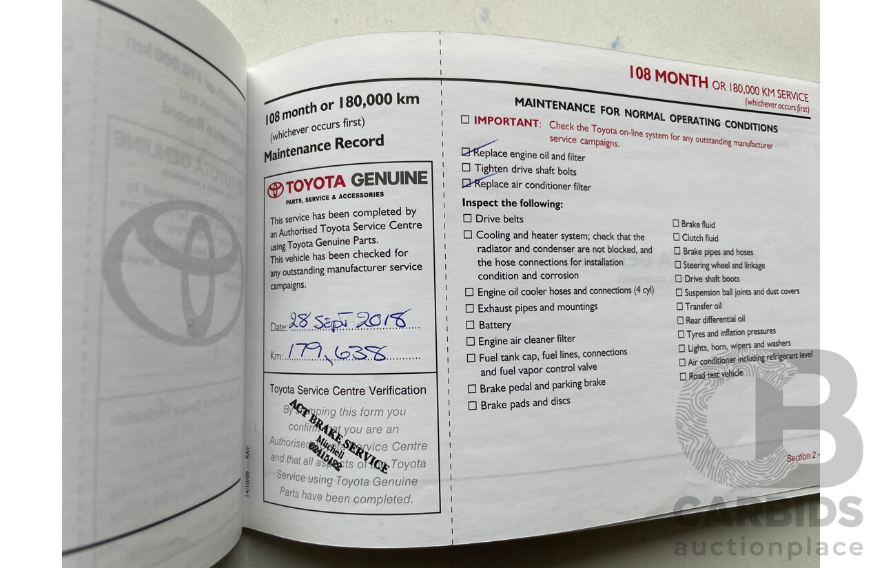 11/2009 Toyota Rav4 CV (4x4) ACA33R 08 UPGRADE 4d Wagon Bronze 2.4L