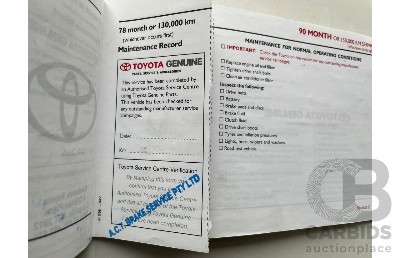 11/2009 Toyota Rav4 CV (4x4) ACA33R 08 UPGRADE 4d Wagon Bronze 2.4L