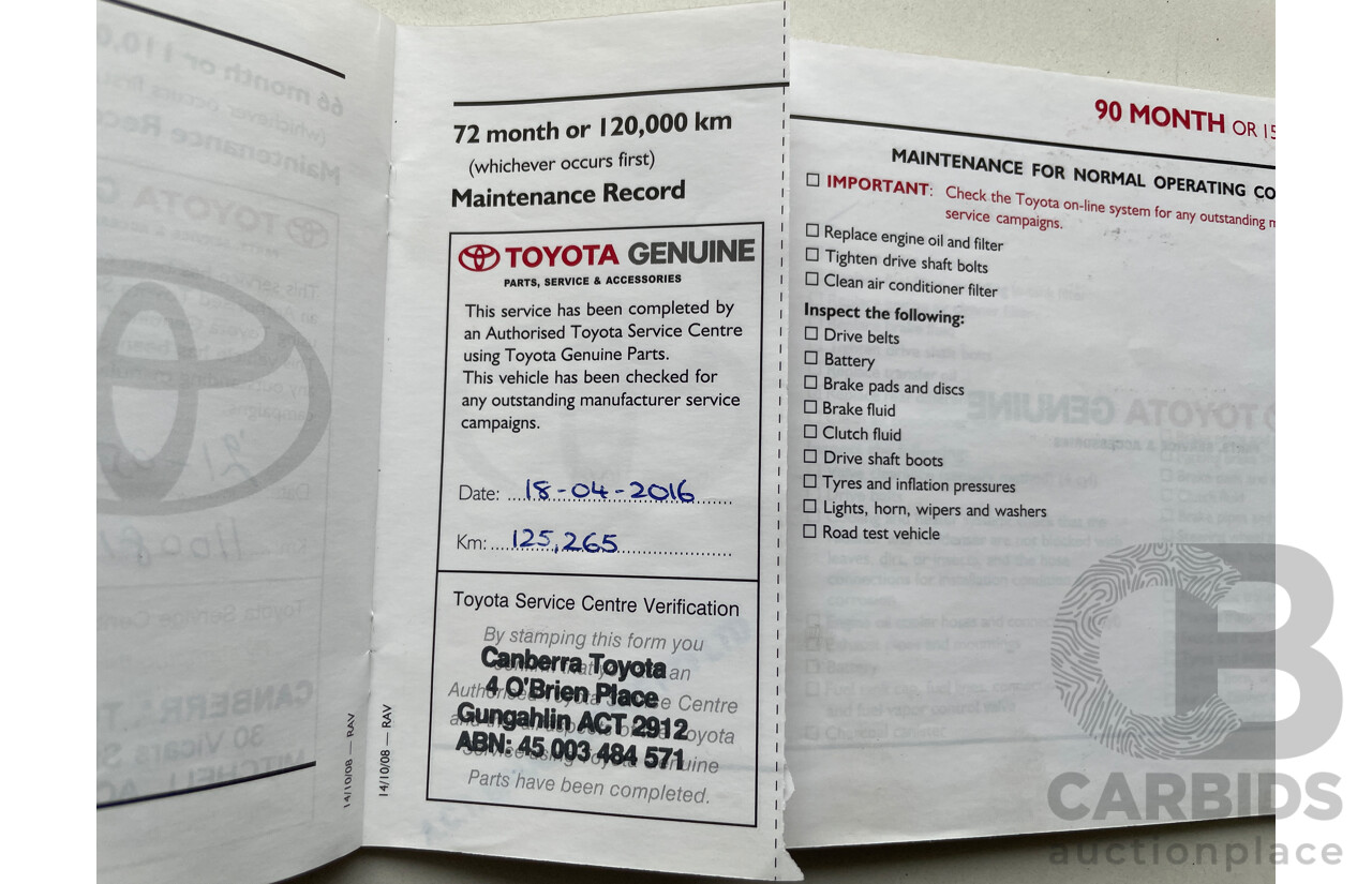 11/2009 Toyota Rav4 CV (4x4) ACA33R 08 UPGRADE 4d Wagon Bronze 2.4L