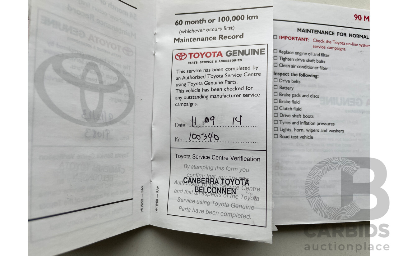 11/2009 Toyota Rav4 CV (4x4) ACA33R 08 UPGRADE 4d Wagon Bronze 2.4L