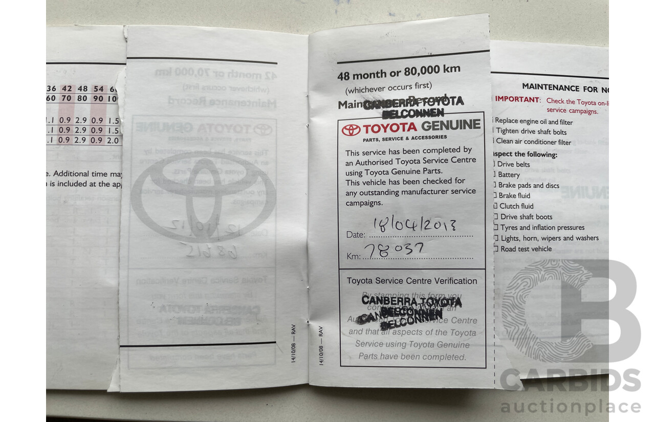 11/2009 Toyota Rav4 CV (4x4) ACA33R 08 UPGRADE 4d Wagon Bronze 2.4L